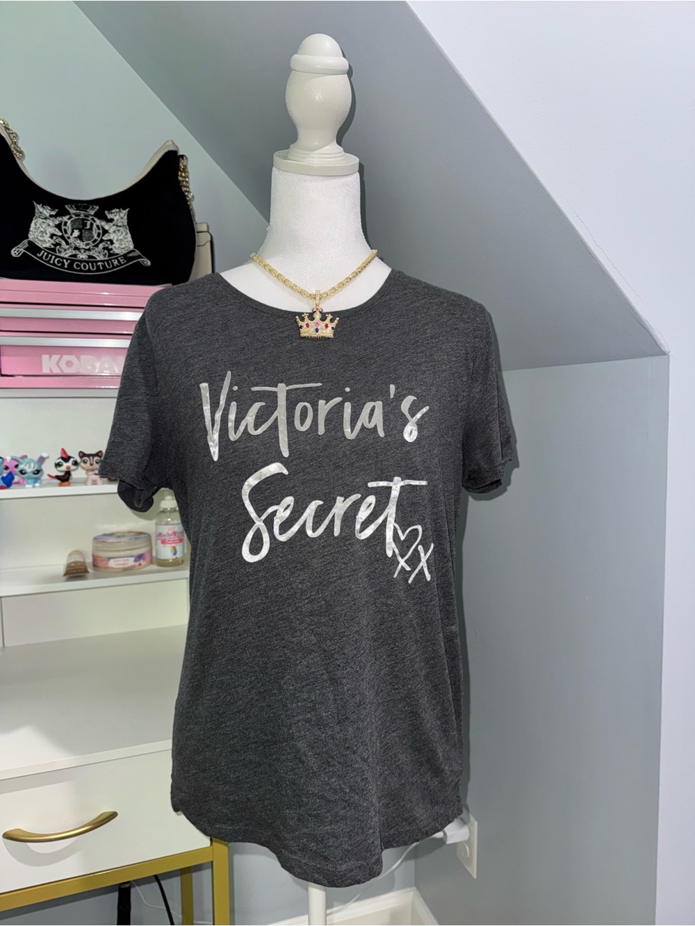 2018 Victoria's Secret Charcoal Graphic Tee